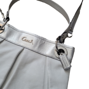 Coach Ashley Hippie White and Silver Leather Convertible Bag - Great Condition